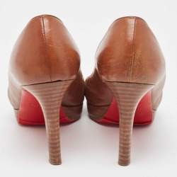 Pre Owned Christian Louboutin Brown Leather New Simple Pumps Size 39