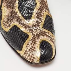 Christian Louboutin Tricolor Python Smoking Slippers Size 38