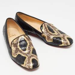 Christian Louboutin Tricolor Python Smoking Slippers Size 38