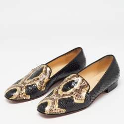 Christian Louboutin Tricolor Python Smoking Slippers Size 38