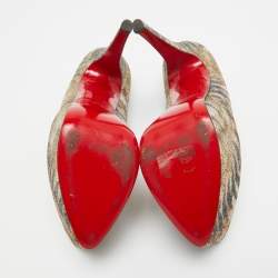 Pre Owned Christian Louboutin Gold Glitter Daffodile Pumps Size 39