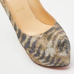 Pre Owned Christian Louboutin Gold Glitter Daffodile Pumps Size 39
