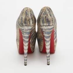Pre Owned Christian Louboutin Gold Glitter Daffodile Pumps Size 39