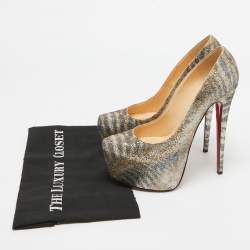 Pre Owned Christian Louboutin Gold Glitter Daffodile Pumps Size 39
