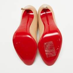 Pre Owned Christian Louboutin Beige Leather Pijonina Pumps Size 39