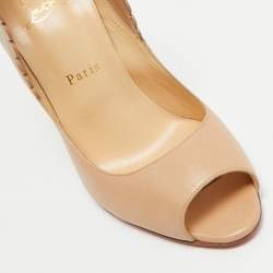 Pre Owned Christian Louboutin Beige Leather Pijonina Pumps Size 39