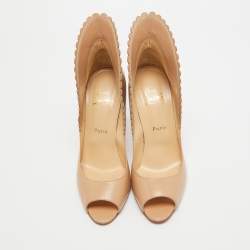 Pre Owned Christian Louboutin Beige Leather Pijonina Pumps Size 39