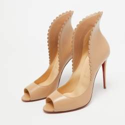 Pre Owned Christian Louboutin Beige Leather Pijonina Pumps Size 39