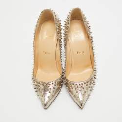 Christian Louboutin Gold Laminated Suede Escarpic Spike Pumps Size 37.5