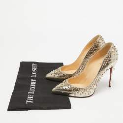 Christian Louboutin Gold Laminated Suede Escarpic Spike Pumps Size 37.5