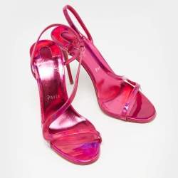 Christian Louboutin Metallic Pink Leather Rosalie Sandals Size 39
