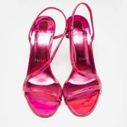 Christian Louboutin Metallic Pink Leather Rosalie Sandals Size 39
