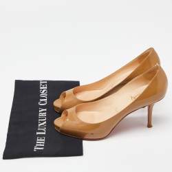 Christian Louboutin Beige Patent Leather Very Prive Pumps Size 38