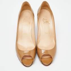 Christian Louboutin Beige Patent Leather Very Prive Pumps Size 38