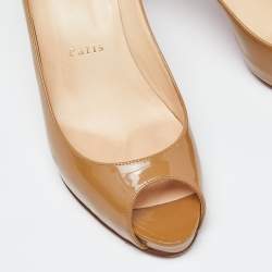 Christian Louboutin Beige Patent Leather Very Prive Pumps Size 38