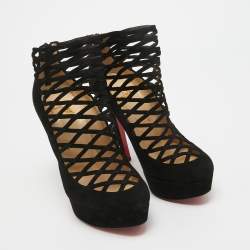 Christian Louboutin Black Suede Berlinissimo Ankle Boots Size 36.5