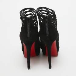 Christian Louboutin Black Suede Berlinissimo Ankle Boots Size 36.5