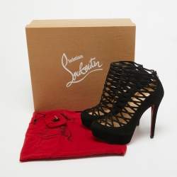 Christian Louboutin Black Suede Berlinissimo Ankle Boots Size 36.5