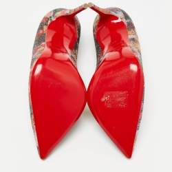 Pre Owned Christian Louboutin Multicolor Printed Coarse Glitter Pigalle Follies Pumps Size 38