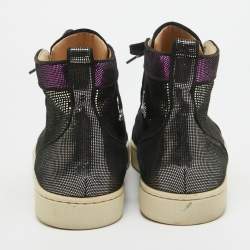 Christian Louboutin Multicolor Suede Colorblock Pattern High Top Sneakers Size 42