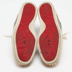 Pre Owned Christian Louboutin Multicolor Cork and Suede Bubble Spike Louis Sneakers Size 42.5