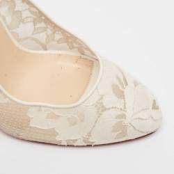 Pre Owned Christian Louboutin White Lace Dorissima Pumps Size 40