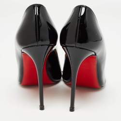 Pre Owned Christian Louboutin Black Patent Leather Bareta Pumps Size 38