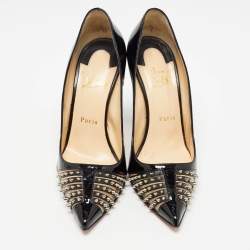 Pre Owned Christian Louboutin Black Patent Leather Bareta Pumps Size 38