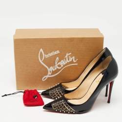 Pre Owned Christian Louboutin Black Patent Leather Bareta Pumps Size 38