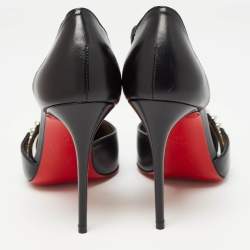 Christian Louboutin Black Leather Spike Cross Pumps Size 35.5