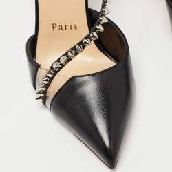 Christian Louboutin Black Leather Spike Cross Pumps Size 35.5