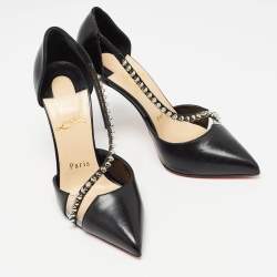 Christian Louboutin Black Leather Spike Cross Pumps Size 35.5