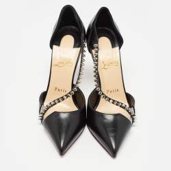 Christian Louboutin Black Leather Spike Cross Pumps Size 35.5