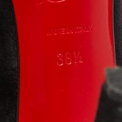 مملوكة مسبقًا Christian Louboutin Black Suede and Mesh Triple Bow Booties Size 38.5