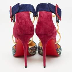 Christian Louboutin Multicolor Suede and Glitter Suzzanne Pumps Size 38