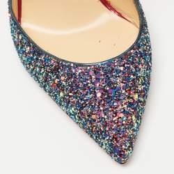 Christian Louboutin Multicolor Suede and Glitter Suzzanne Pumps Size 38