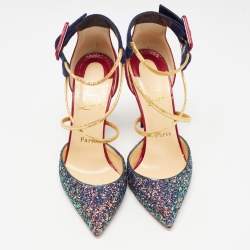 Christian Louboutin Multicolor Suede and Glitter Suzzanne Pumps Size 38