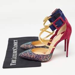 Christian Louboutin Multicolor Suede and Glitter Suzzanne Pumps Size 38