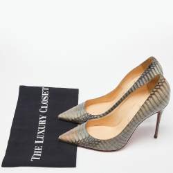 Pre Owned Christian Louboutin Grey Water Snake So Kate Pumps Size 39.5
