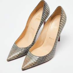 Pre Owned Christian Louboutin Grey Water Snake So Kate Pumps Size 39.5