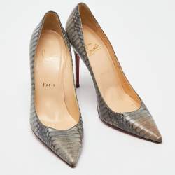Pre Owned Christian Louboutin Grey Water Snake So Kate Pumps Size 39.5