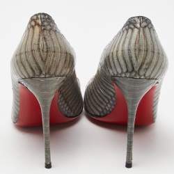 Pre Owned Christian Louboutin Grey Water Snake So Kate Pumps Size 39.5