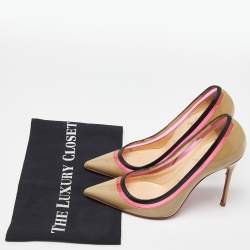 Christian Louboutin Beige/Pink Patent Leather and PVC Paulina Pumps Size 36