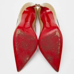 Christian Louboutin Beige/Pink Patent Leather and PVC Paulina Pumps Size 36