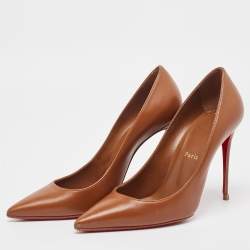 Pre Owned Christian Louboutin Brown Leather Kate Pumps Size 39