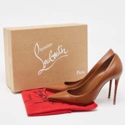 Pre Owned Christian Louboutin Brown Leather Kate Pumps Size 39