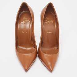 Pre Owned Christian Louboutin Brown Leather Kate Pumps Size 39