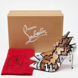 Christian Louboutin Multicolor Python and Mesh Explorete Pigalle Zig Zag Trim Pointed Toe Pumps Size 36.5