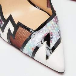 Christian Louboutin Multicolor Python and Mesh Explorete Pigalle Zig Zag Trim Pointed Toe Pumps Size 36.5
