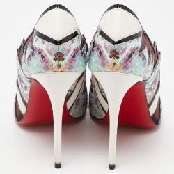 Christian Louboutin Multicolor Python and Mesh Explorete Pigalle Zig Zag Trim Pointed Toe Pumps Size 36.5